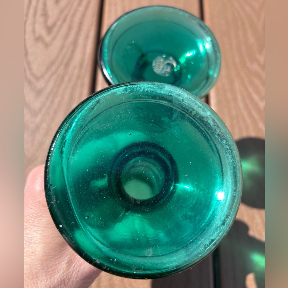 Glass Taper Candle Holders/ Bud Vase Emerald Jade green NWOT “Gorgeous Designs” - Picture 16 of 16